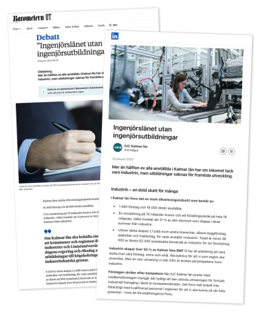 Tidningsurklipp Barometern och LinkedIn